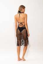 Load image into Gallery viewer, Model Back: Rio De Sol Midi Dress Black Serena Dress