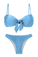 Load image into Gallery viewer, Product Front: Rio De Sol Set Set Shimmer-Baltic-Sea Bandeau-Knot Essential
