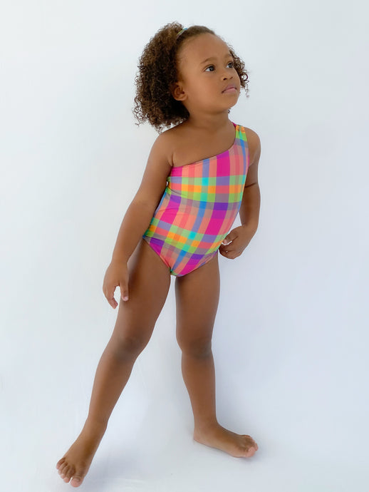Model Front: Rio De Sol Girl's One-Piece Tulip-Garden Santorini-Kids